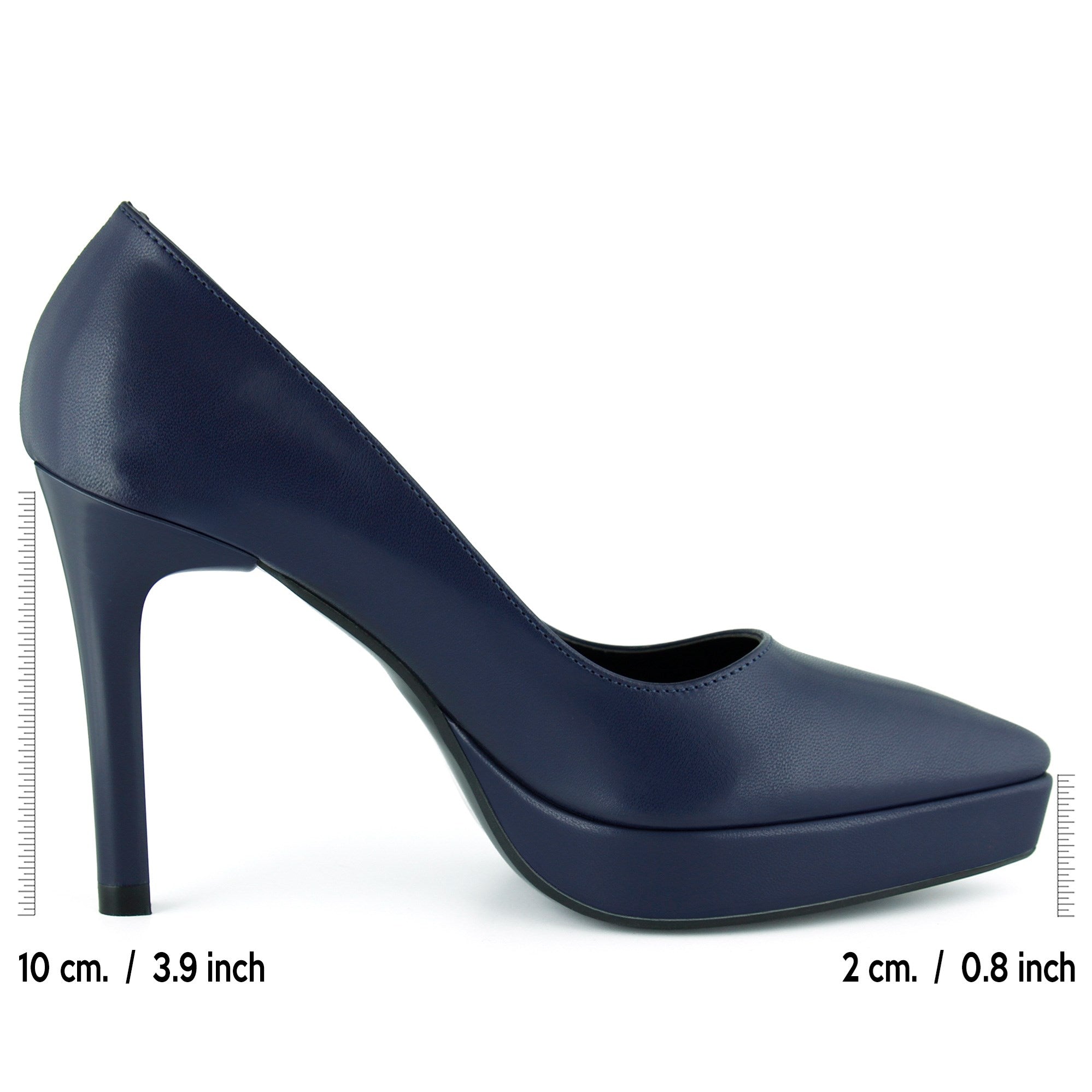 Scarlett Classic Lacivert Vegan Sivri Burun İnce Platform Topuklu Ayakkabı