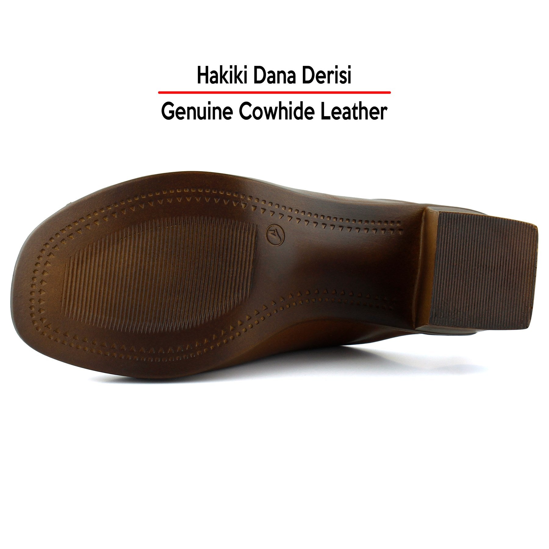 Valery Kahverengi Hakiki Dana Derisi Önü Açık Kalın Topuklu Terlik