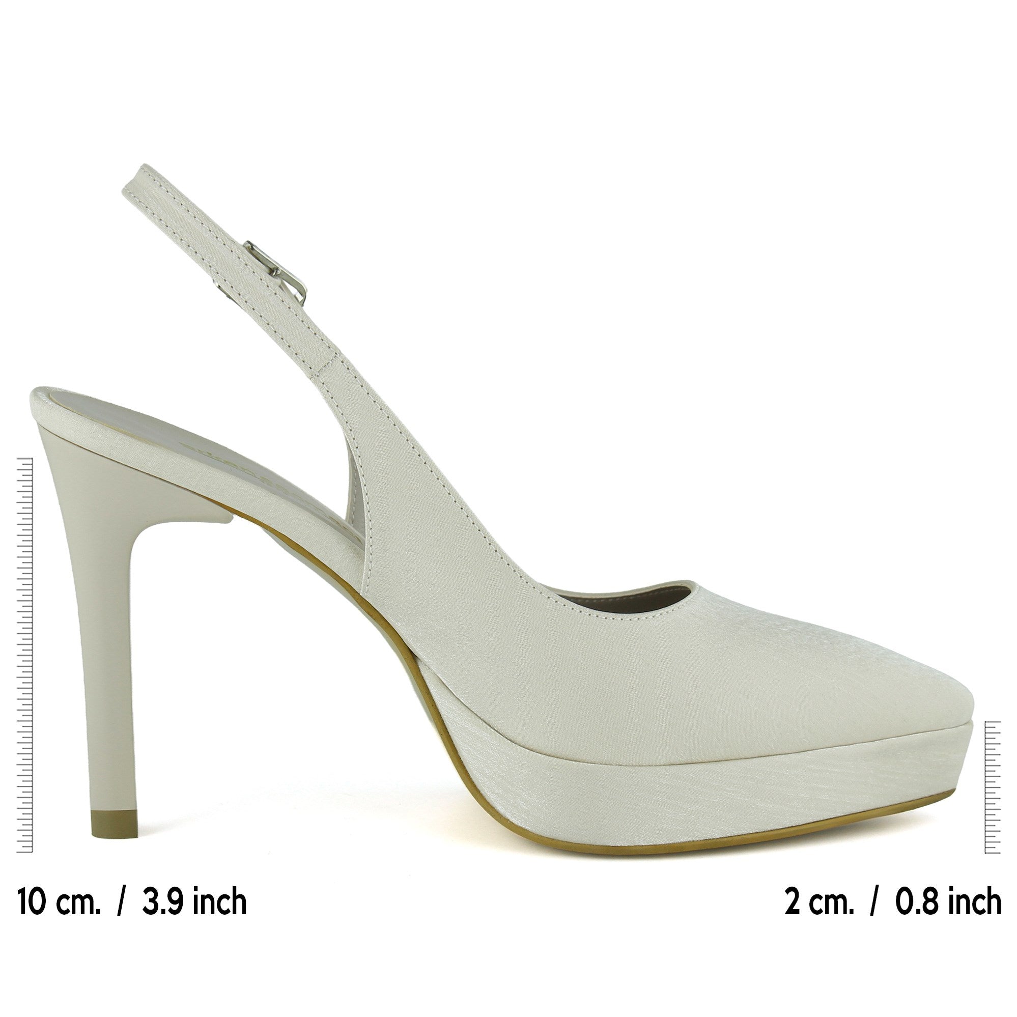 Scarlett Slingback Ten Saten Sivri Burun Arkası Açık İnce Platform Topuklu Abiye Ayakkabı