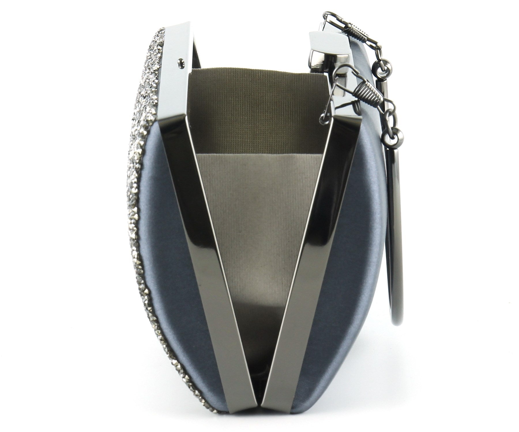 Antrasit Saten Kristal Granül Taşlı Metal Saplı Abiye El Çantası ( ES0013AC )