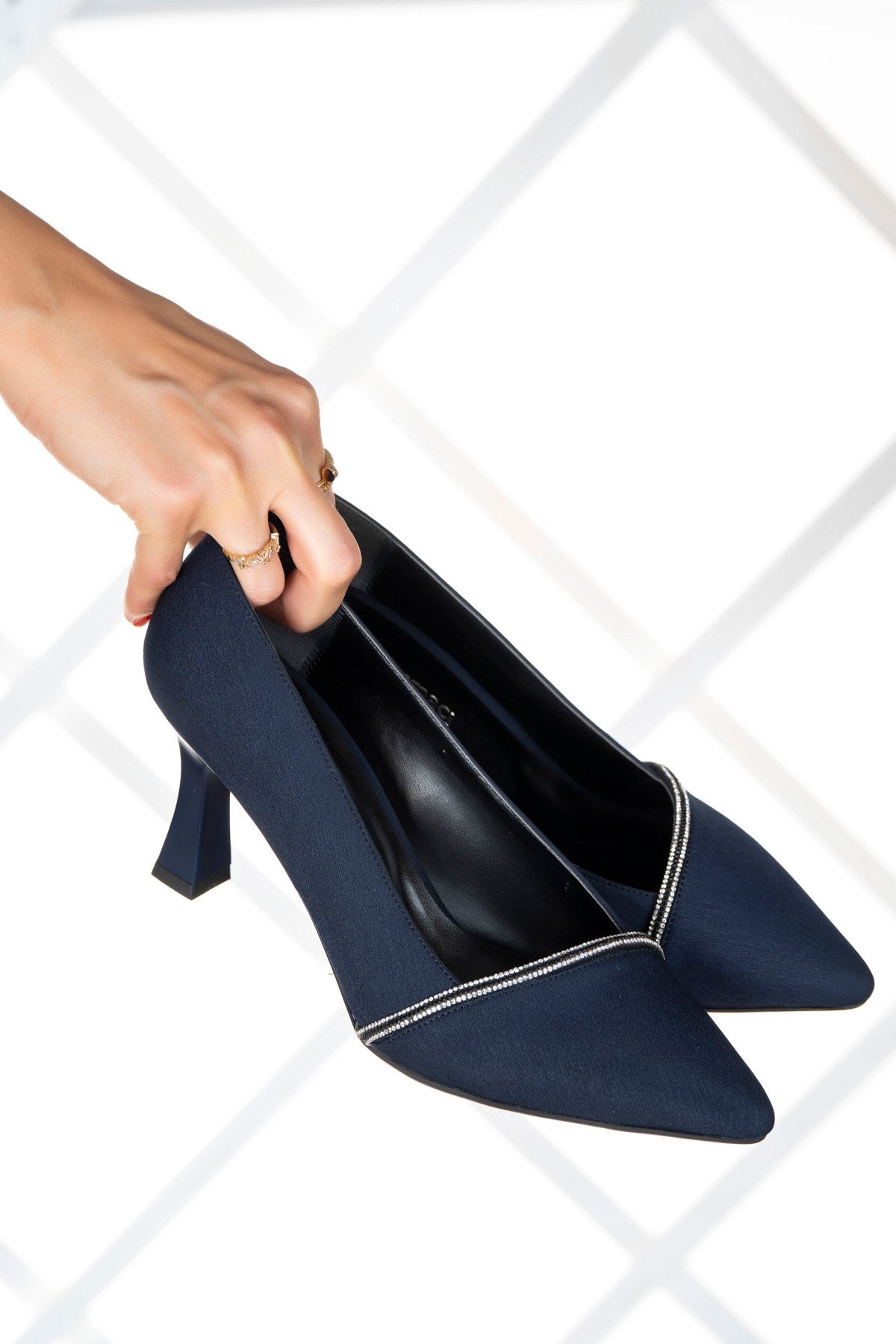 Darla Lacivert Krep Taşlı Abiye Ayakkabı