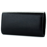 (ES0019AC) Siyah Degrade Kristal Taşlı Zincir Askılı Manyetik Kapaklı Abiye El Çantası