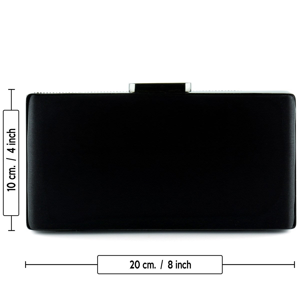 Siyah Saten Kristal Taşlı Metal Saplı Abiye El Çantası ( ES0015AC )