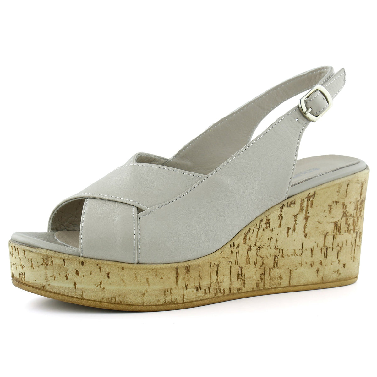 Luna Vizon Hakiki Dana Derisi Çapraz Bantlı Mantar Taban Görünümlü Dolgu Topuklu Sandalet