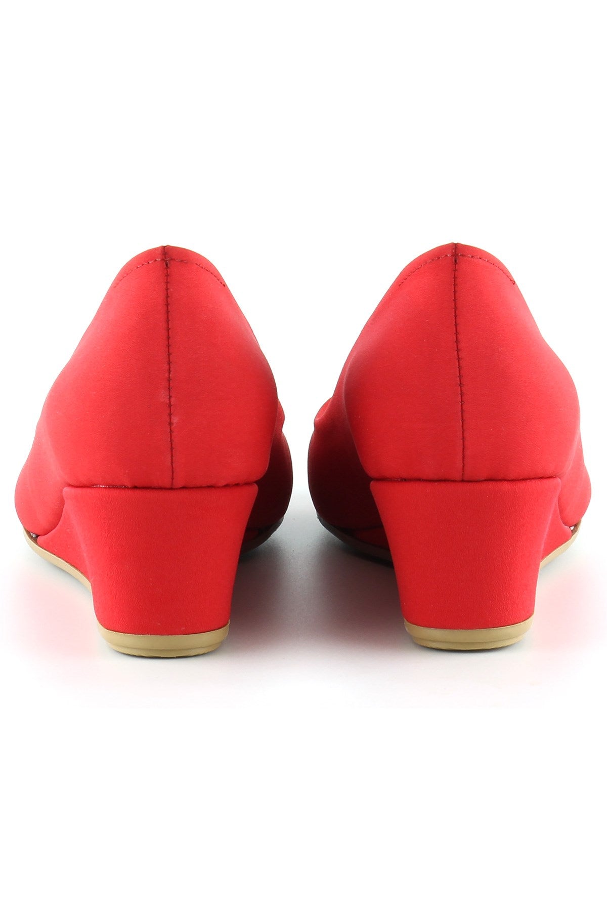 Maya Kırmızı Krep Dolgu Topuklu Ayakkabı