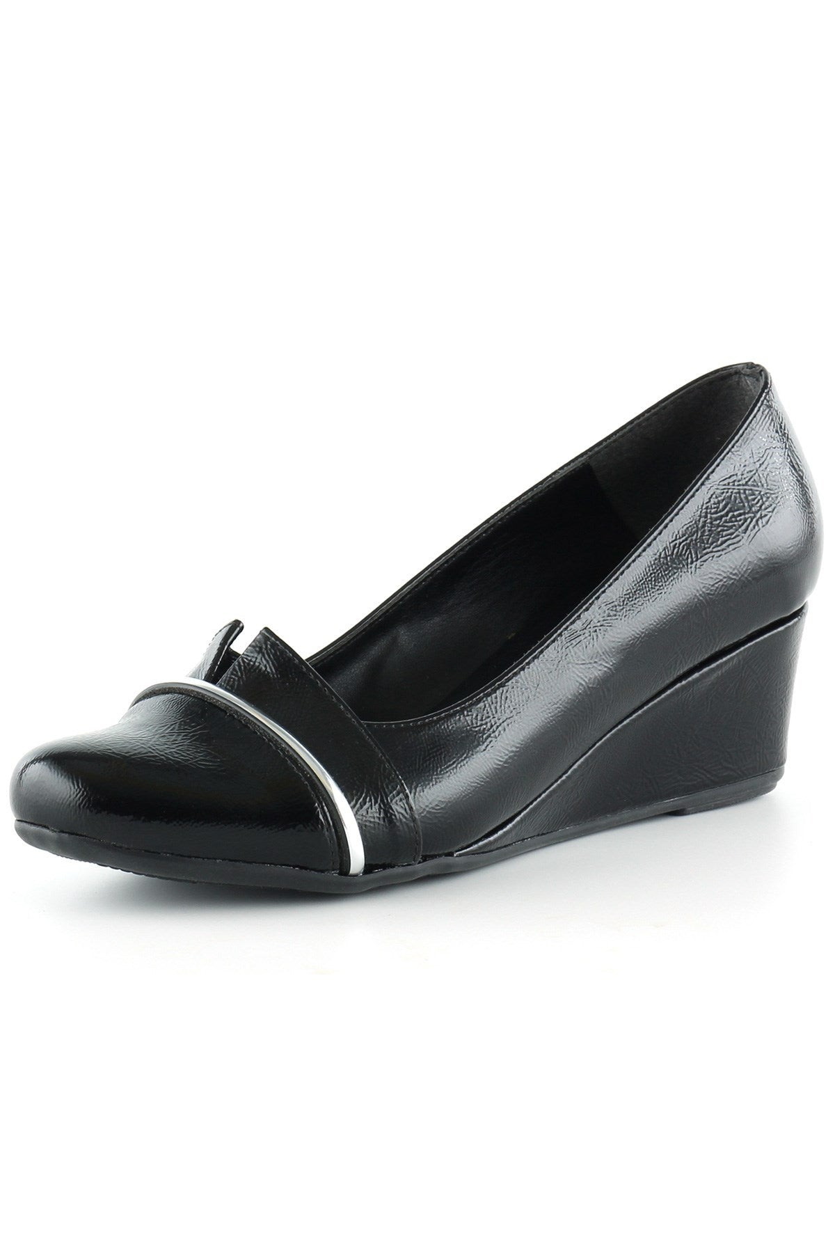 Colel Siyah Rugan Dolgu Topuklu Ayakkabı