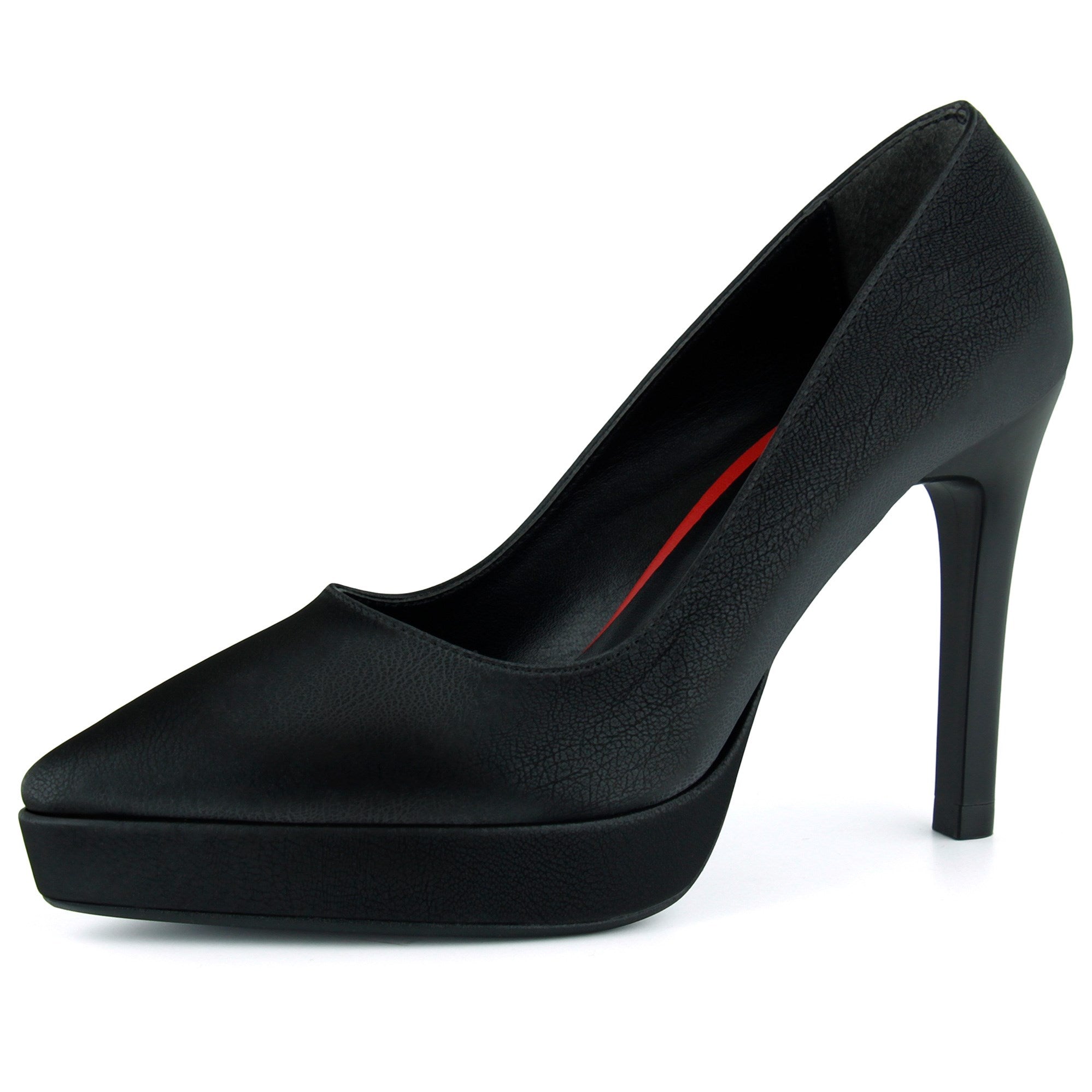 Scarlett Classic Siyah Soft Vegan Sivri Burun İnce Platform Topuklu Ayakkabı