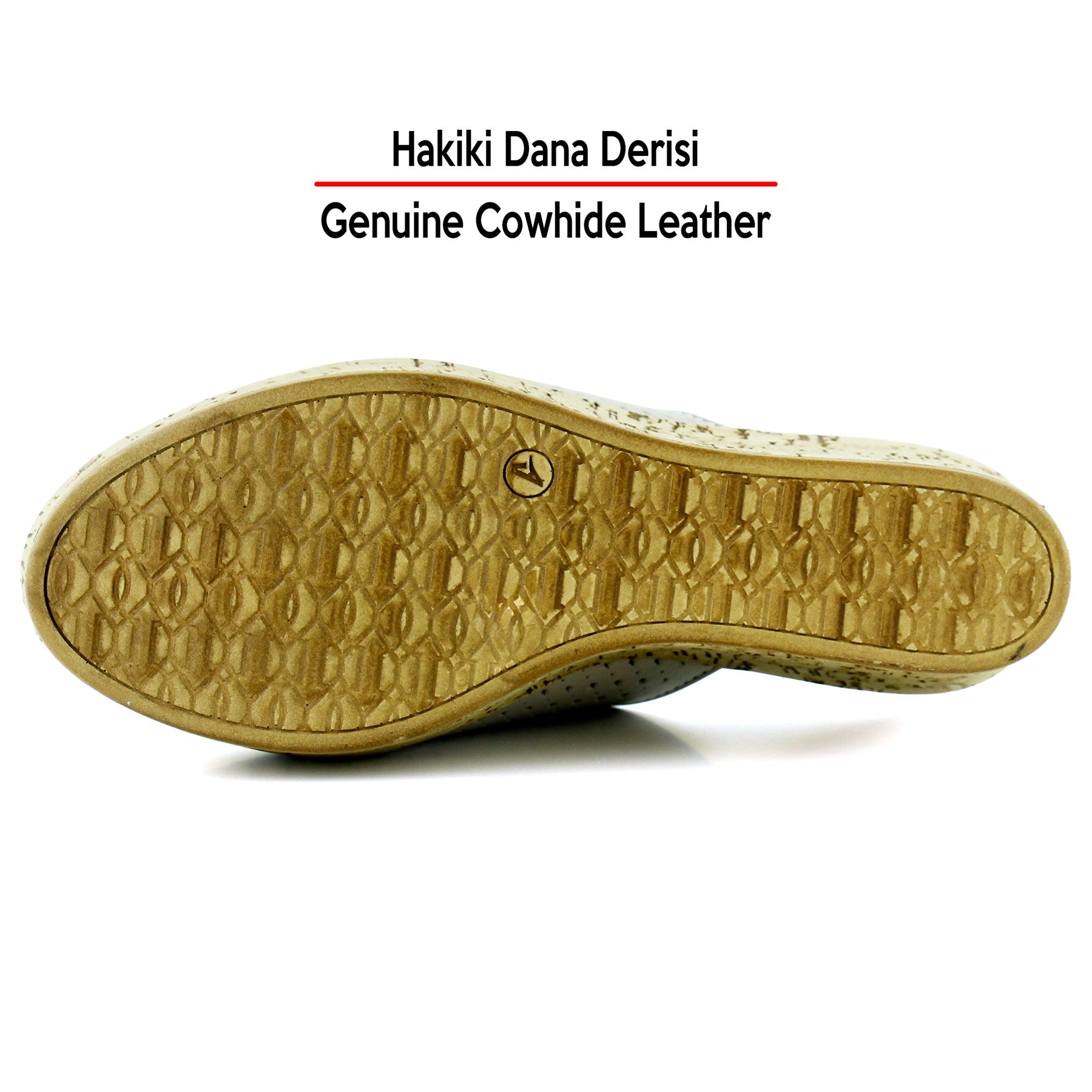 Aria Vizon Hakiki Dana Derisi Önü Kapalı Mantar Taban Görünümlü Dolgu Topuklu Terlik