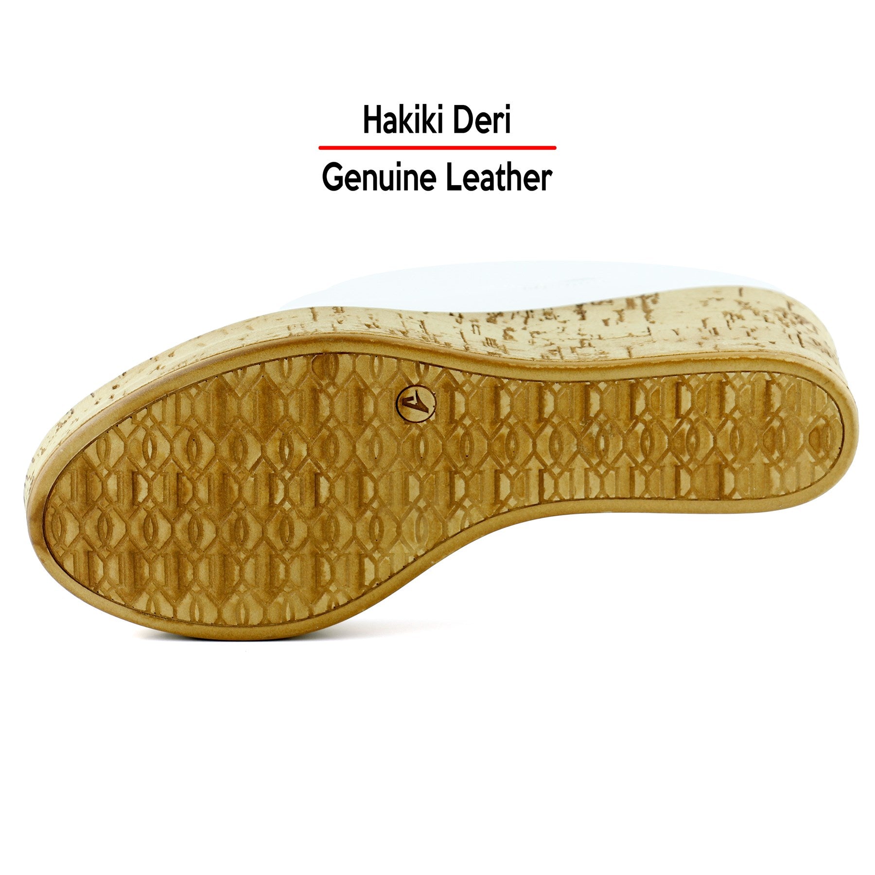 Drusilla Beyaz Hakiki Deri Önü Açık Kesik Detaylı Mantar Taban Görünümlü Dolgu Topuklu Terlik