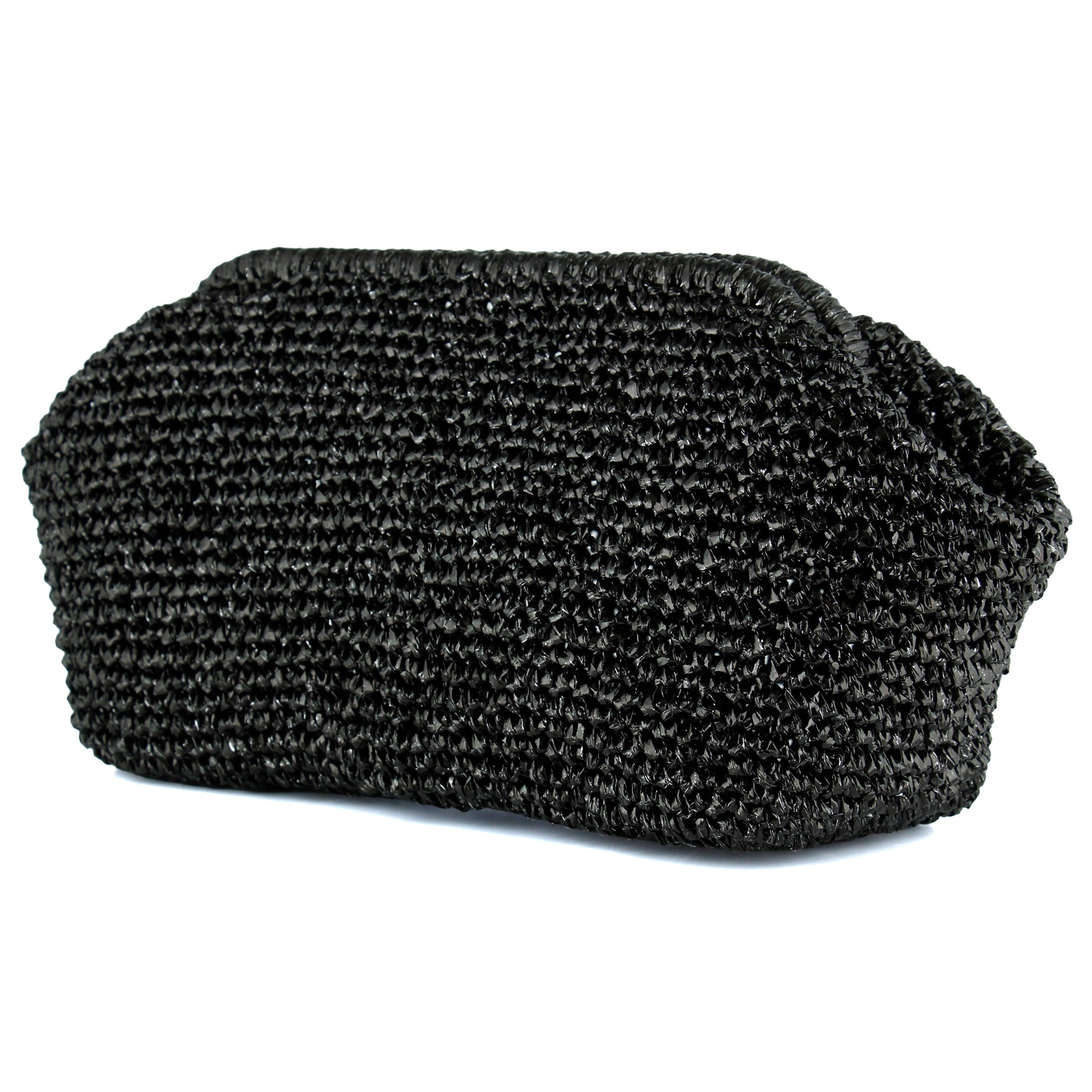 (ES0010EC) Sema Siyah Simli El Örgüsü Burslu Büyük Boy El Çantası