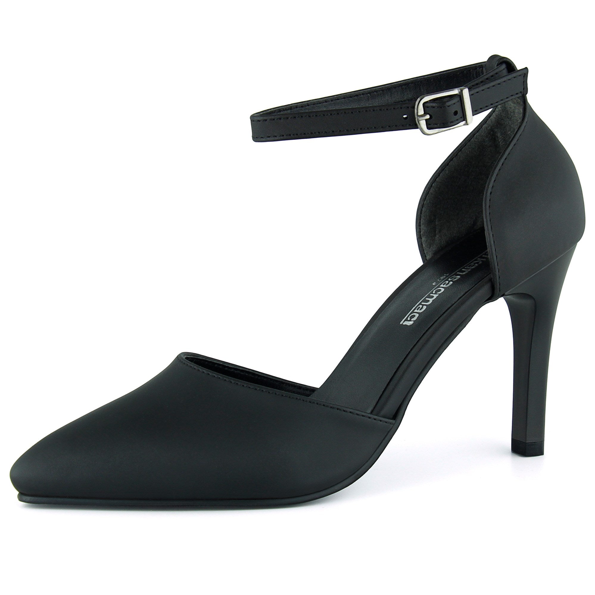 Sindy Plus Siyah Saten Bantlı İnce Topuklu Abiye Stiletto Ayakkabı