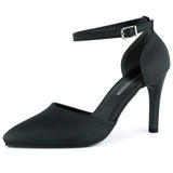 Sindy Plus Siyah Saten Bantlı İnce Topuklu Abiye Stiletto Ayakkabı