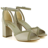 Charlotte Ten Vegan Çapraz Bantlı Fileli Kalın Topuklu Zarif Abiye Ayakkabı