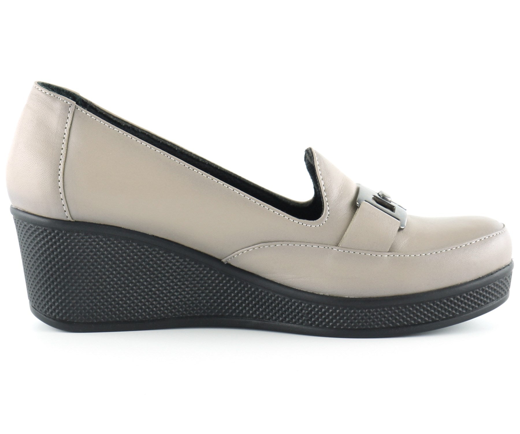 Dafne Vizon Hakiki Deri Tokalı Yuvarlak Burun Dolgu Topuklu Günlük Ayakkabı