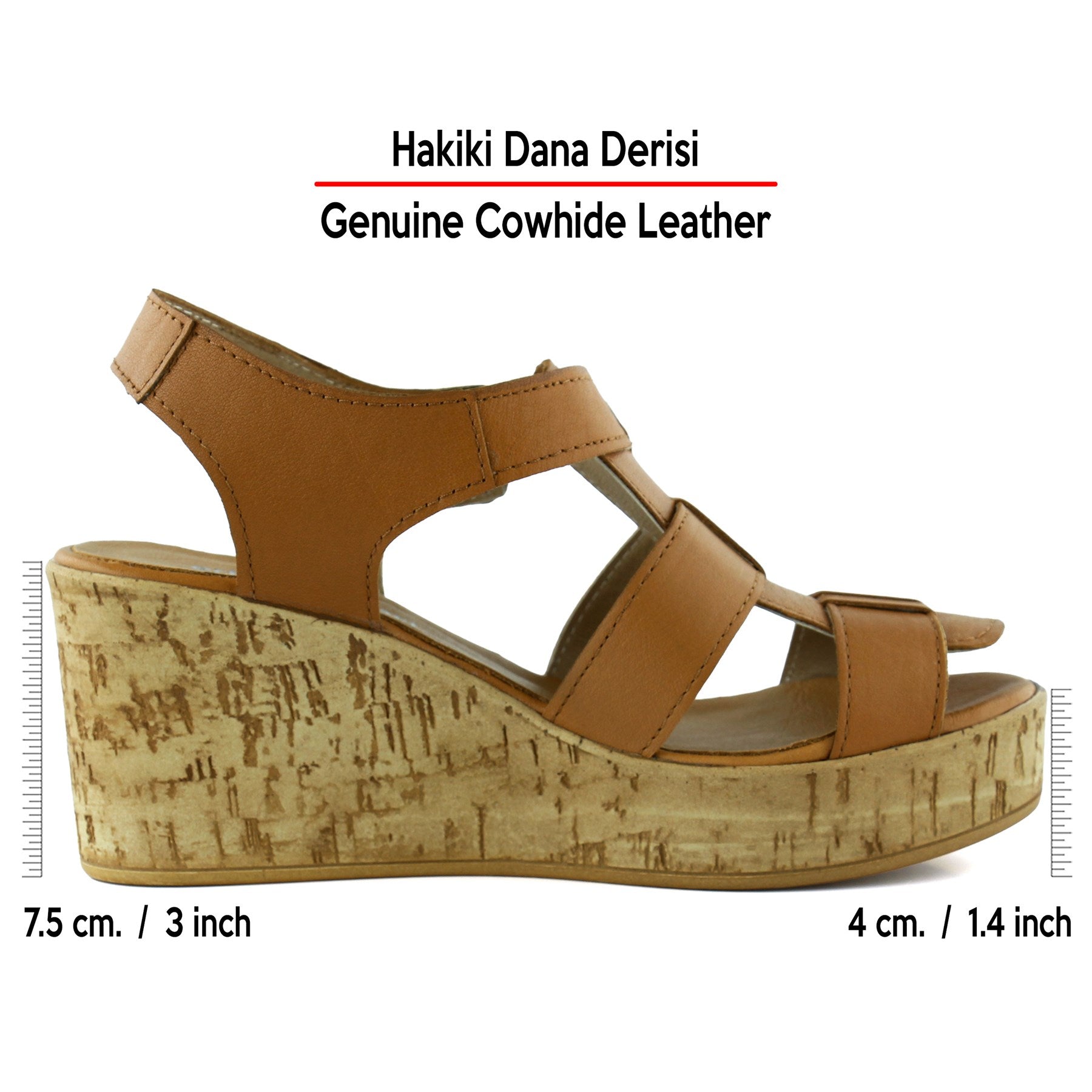 Xena Taba Hakiki Dana Derisi Mantar Taban Görünümlü Dolgu Topuklu Gladyatör Sandalet