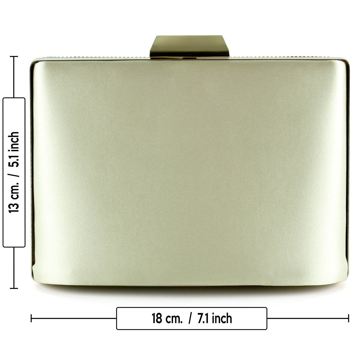 Altın Saten Kristal Taşlı Metal Saplı Zincir Askılı Abiye Çanta ( ES0011AC )