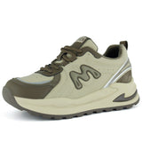 [261-BDLZ2002] Bej Kahve Vegan Bağcıklı Yuvarlak Burun Flatform Taban Günlük Sneaker Spor Ayakkabı