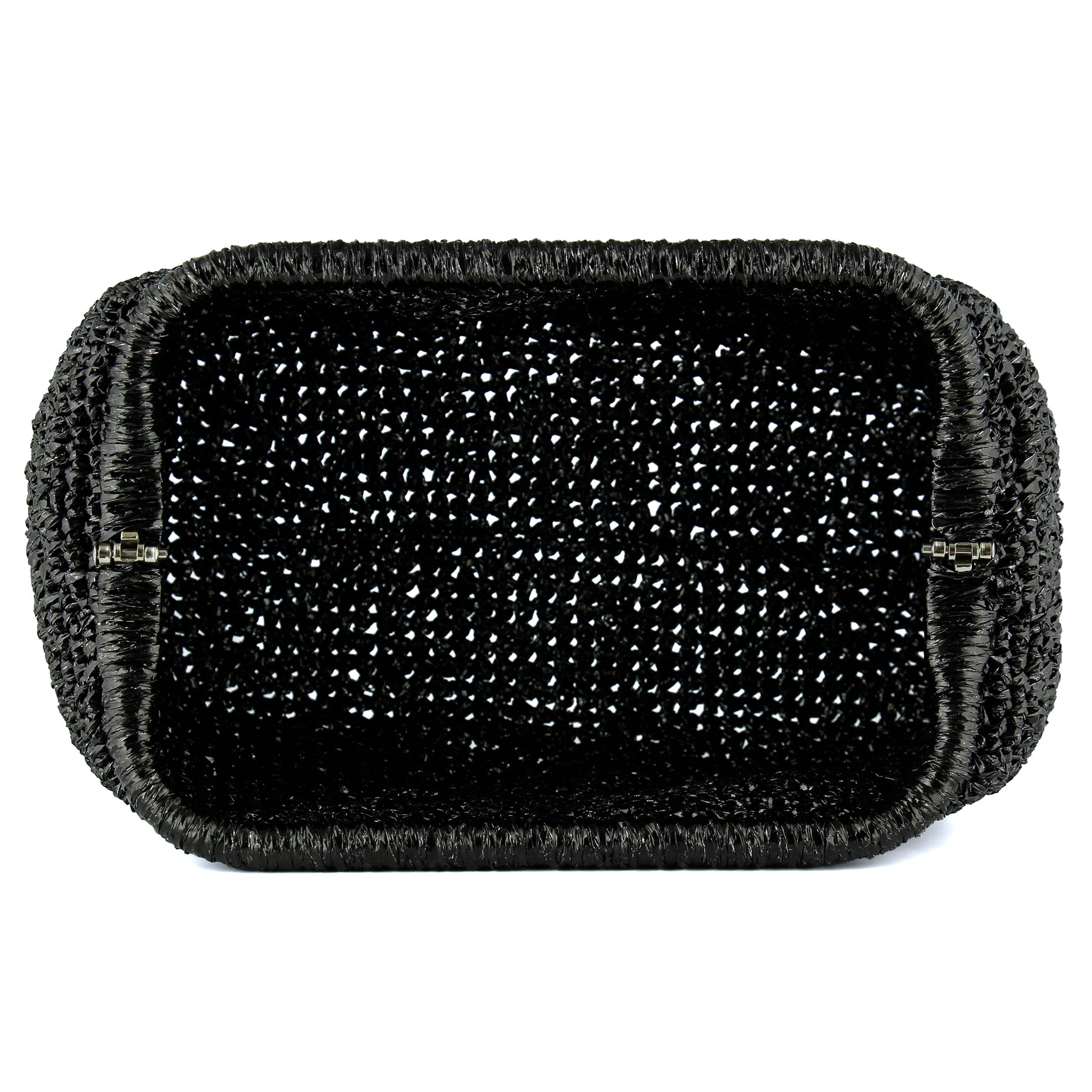 (ES0010EC) Sema Siyah Simli El Örgüsü Burslu Büyük Boy El Çantası