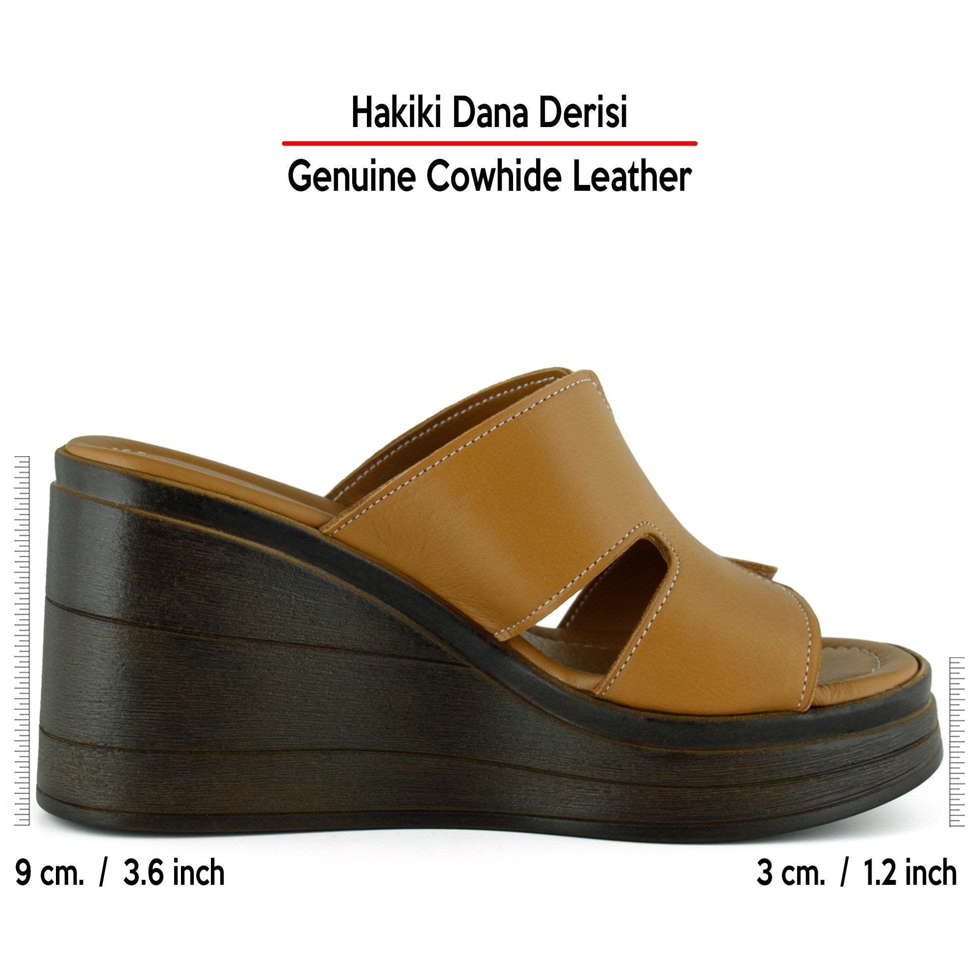 Hermine Plus Taba Hakiki Dana Derisi Özel Kesim Dolgu Topuklu Terlik
