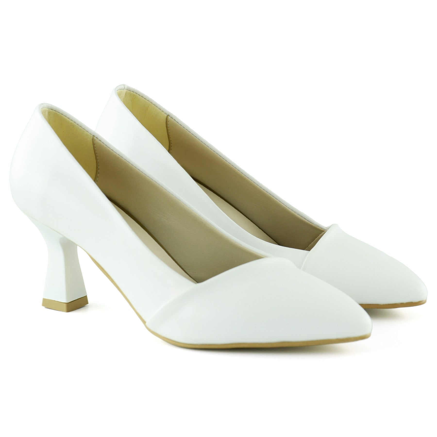 Laura Beyaz Zarif Gelinlik Sivri Burun Topuklu Ayakkabı