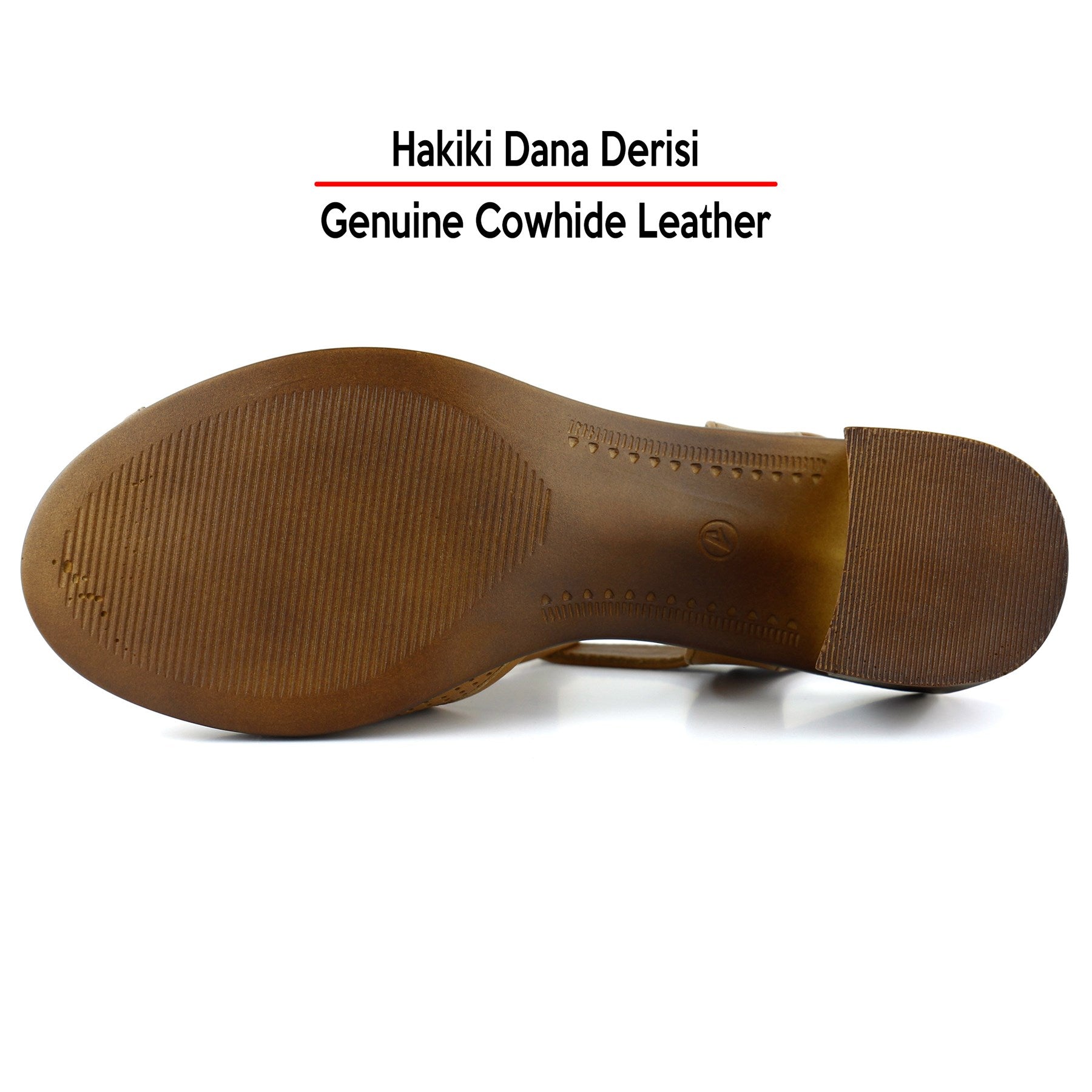 Elena Taba Hakiki Dana Derisi Önü Arkası Açık Delik Detaylı Kalın Topuklu Rahat Günlük Sandalet