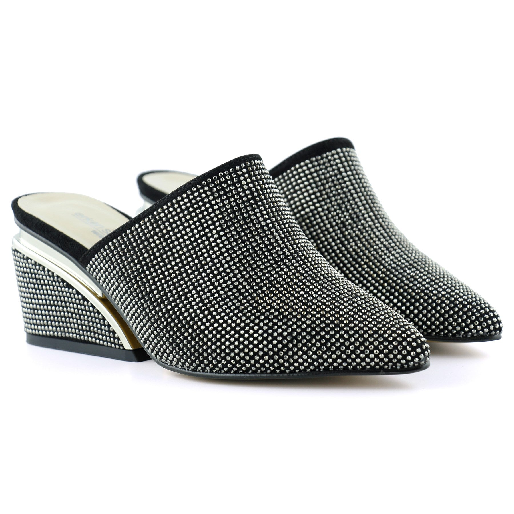 Silvia Platin Taşlı Metal Topuk Detaylı Abiye Terlik