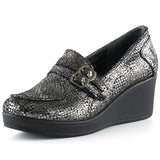 Taylor Gümüş Yılan Hakiki Deri Dolgu Topuklu Günlük Ayakkabı