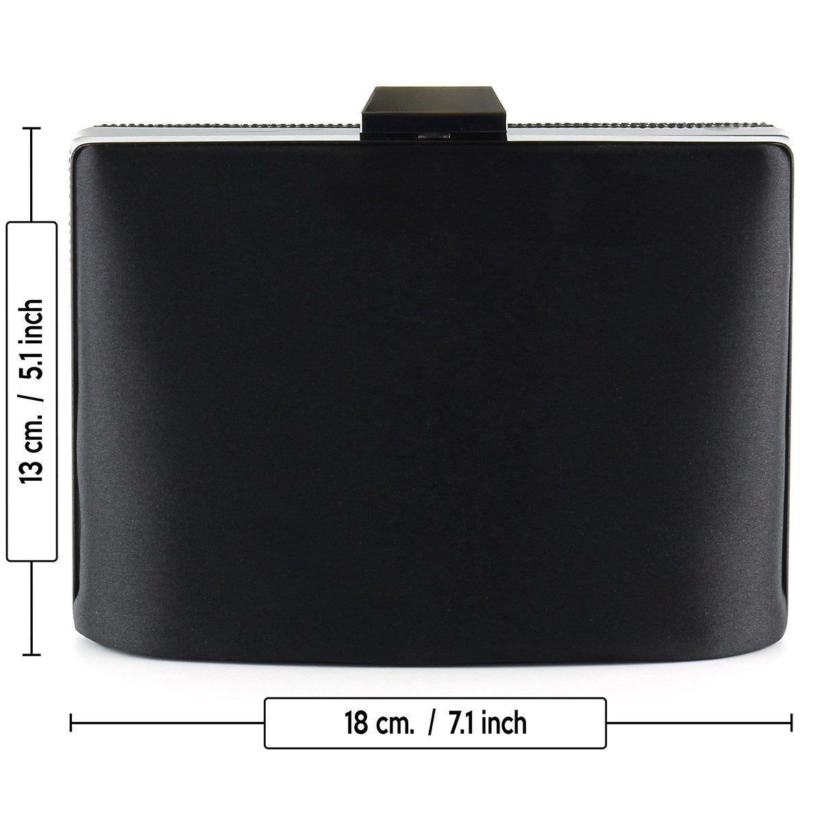 Siyah Saten Kristal Taşlı Metal Saplı Zincir Askılı Abiye Çanta ( ES0011AC )