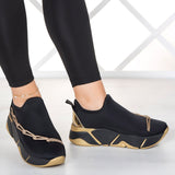 Maggie Altın Streç Zincirli Sneaker