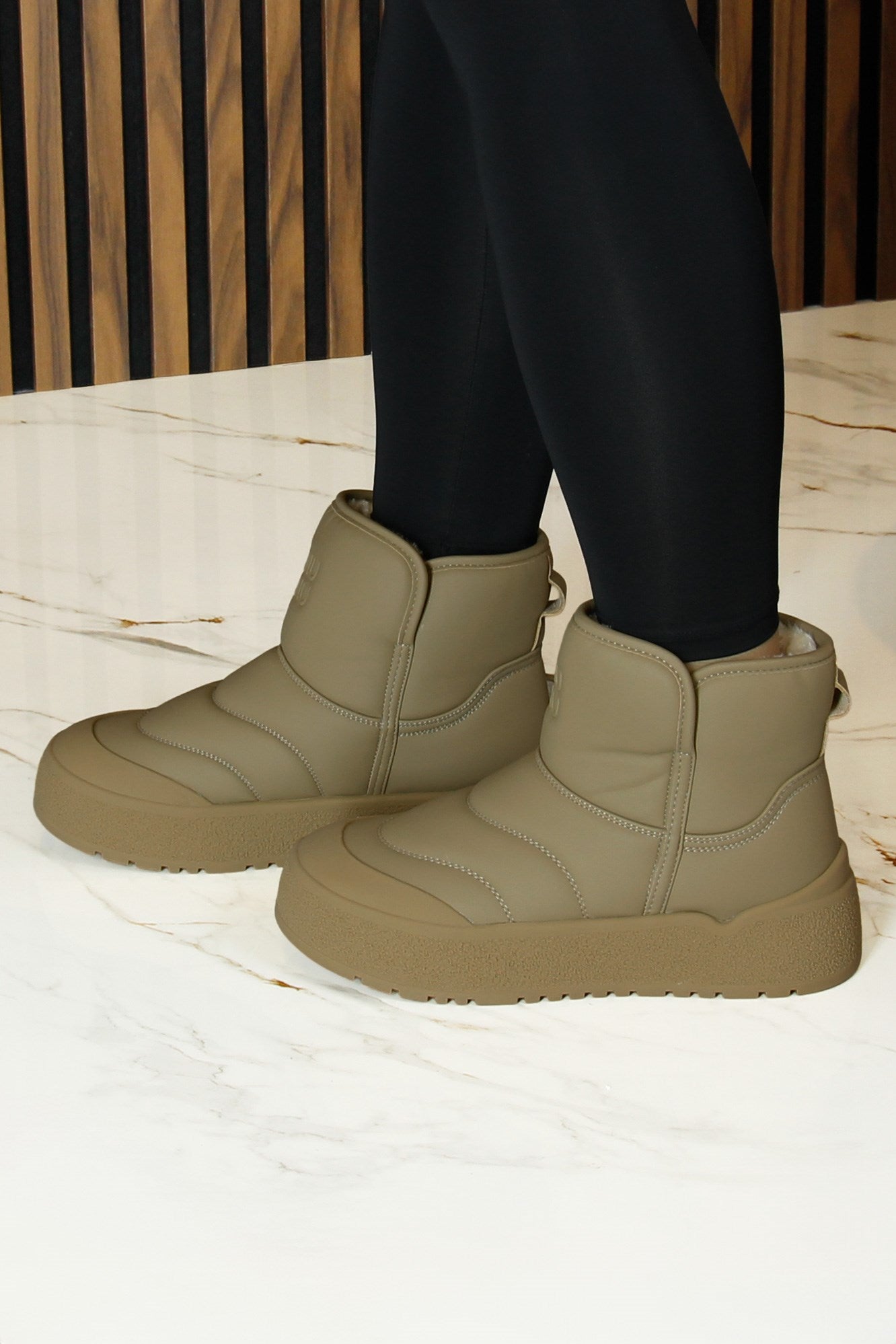 [8052] Camel Vegan Kürk Astarlı Yuvarlak Burun Günlük Bot