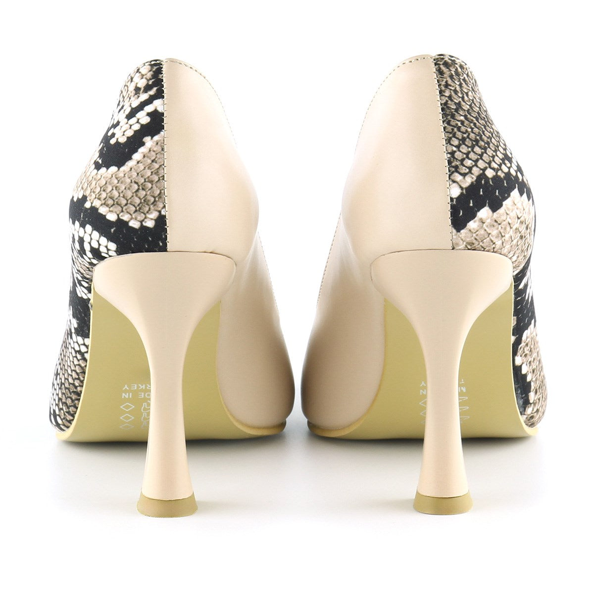 Jatqılı Plus Ten Yılan İnce Kadeh Topuklu Klasik Ayakkabı