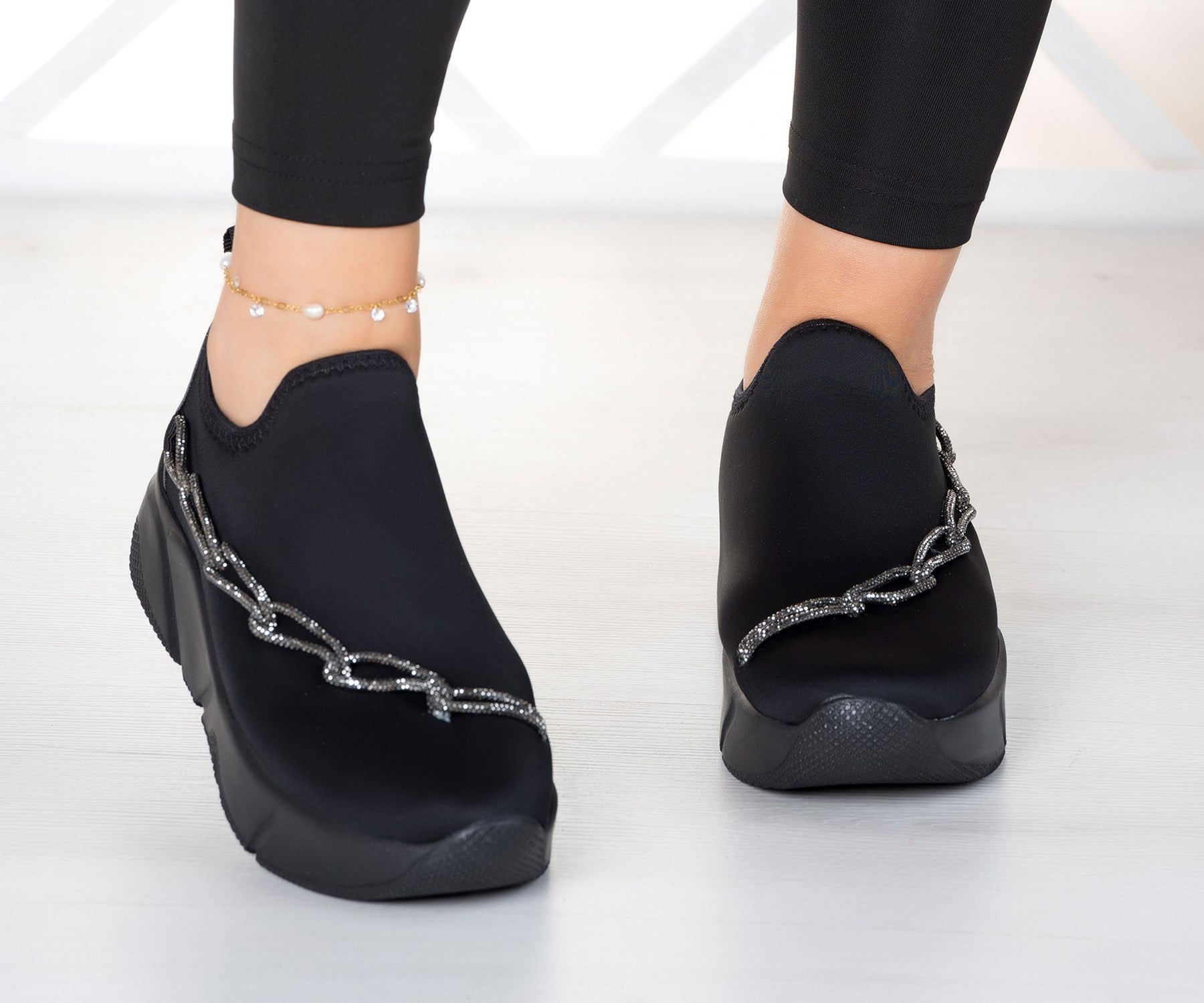 Maggie Gümüş Streç Zincirli Sneaker