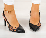 Sacha Siyah Leopar Arkası Açık Stiletto