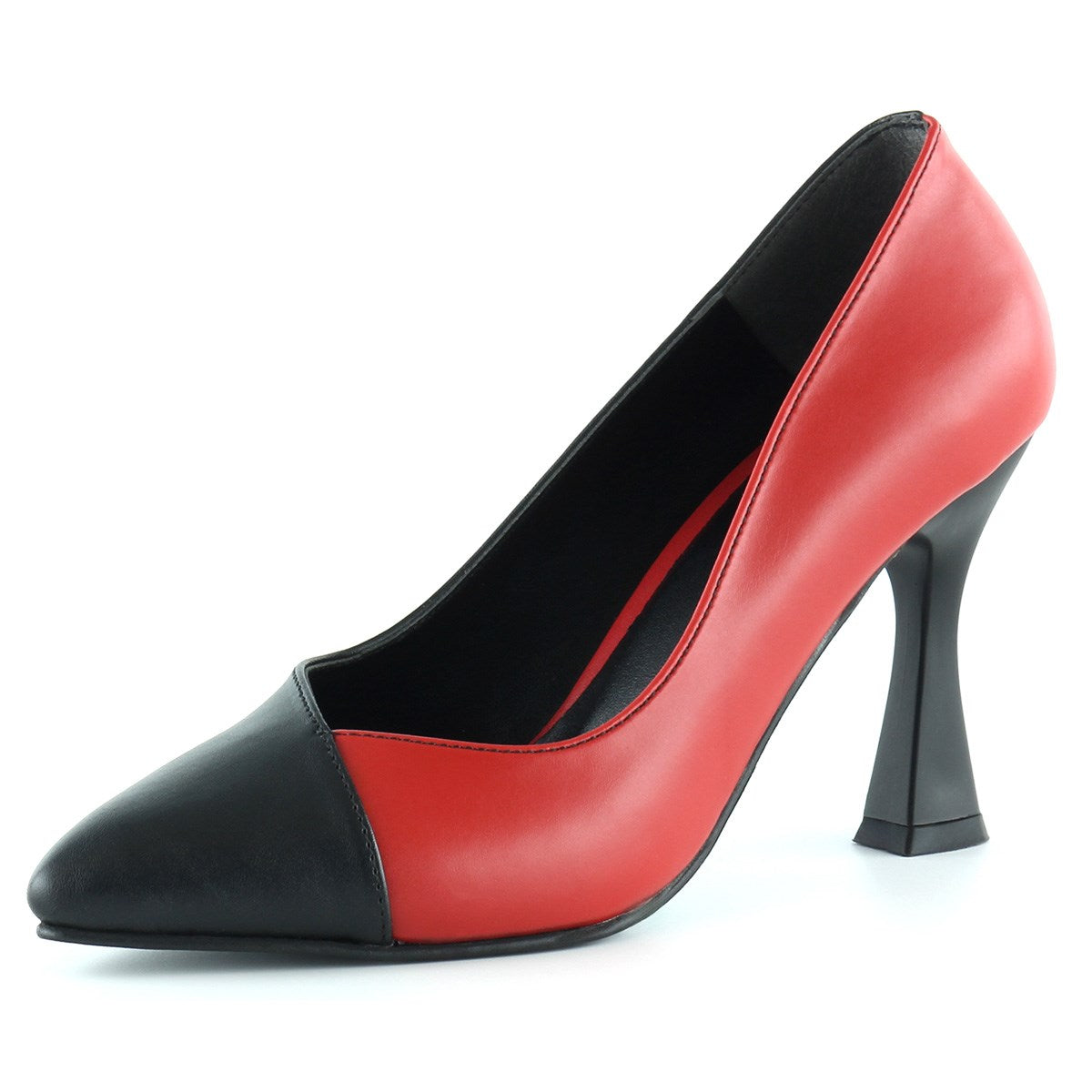 Jatqılı Plus Siyah Kırmızı İnce Kadeh Topuklu Klasik Ayakkabı
