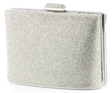 Gümüş Saten Kristal Taşlı Metal Saplı Zincir Askılı Abiye Çanta ( ES0011AC )