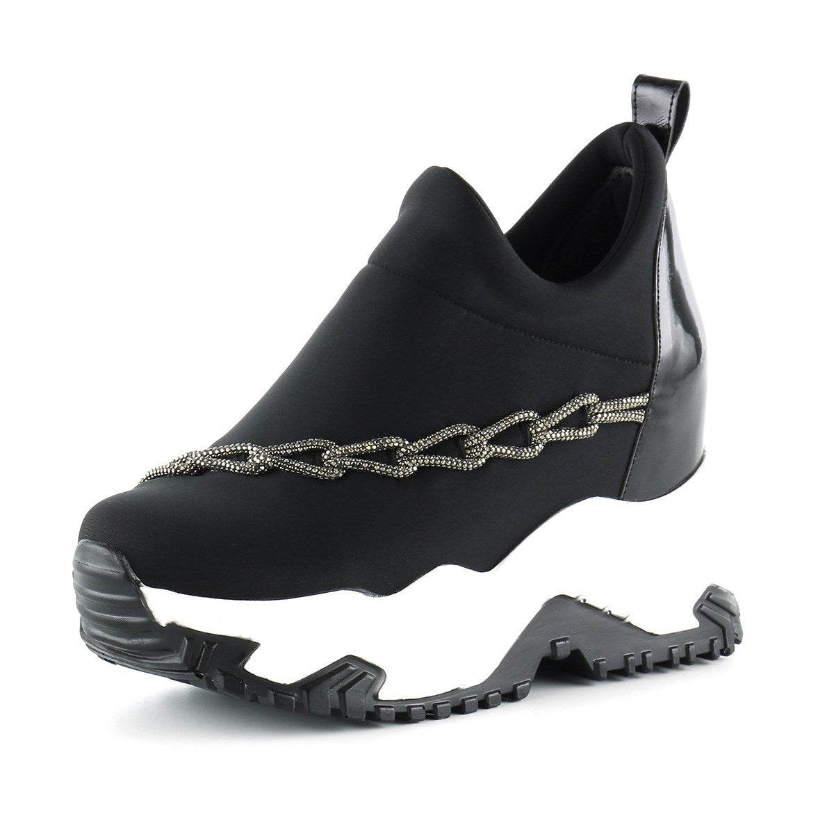 Maggie Siyah Streç Gümüş Zincirli Gizli Dolgu Günlük Ayakkabı