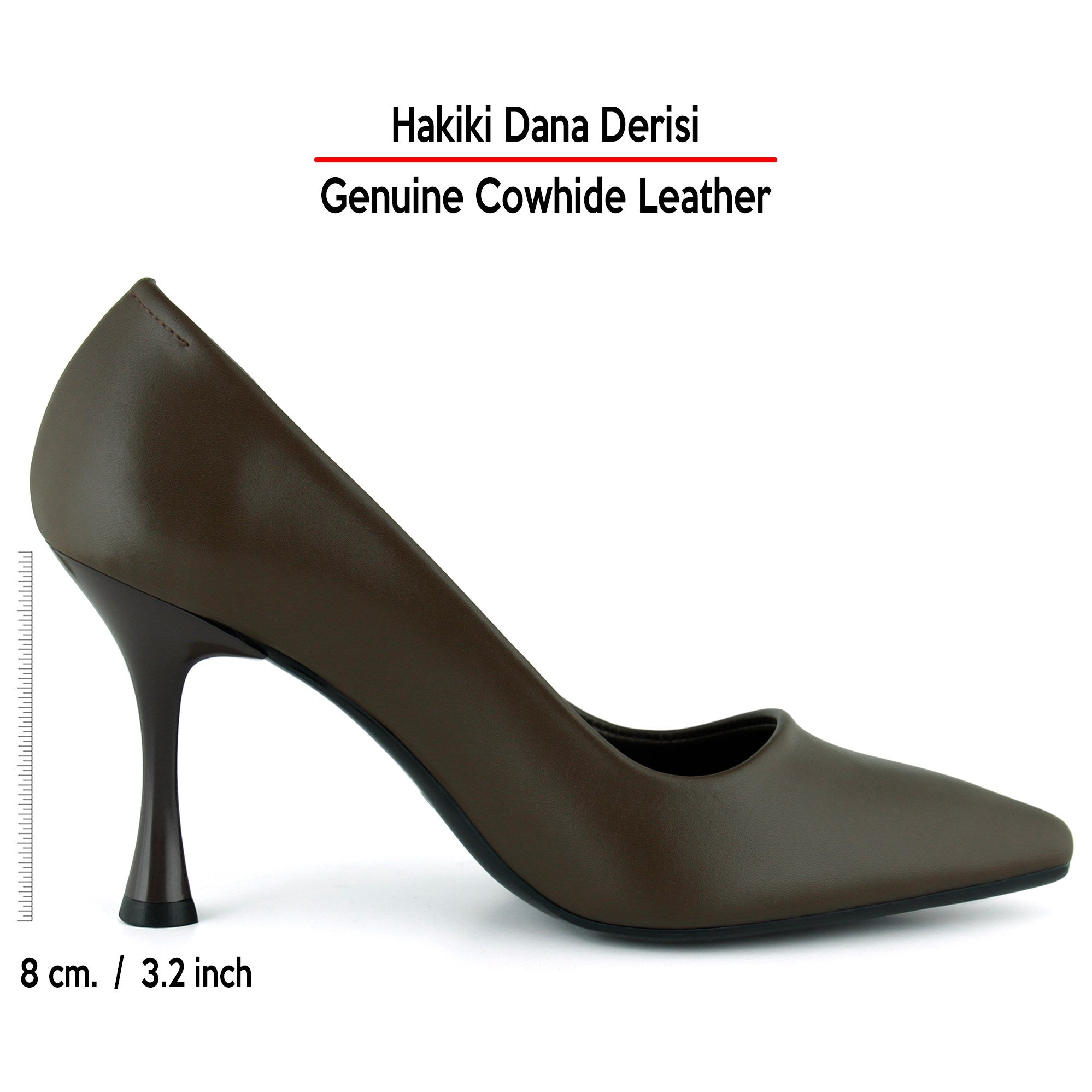 Suzanna Kahverengi Hakiki Dana Derisi Sivri Burun Klasik İnce Topuklu Stiletto Ayakkabı