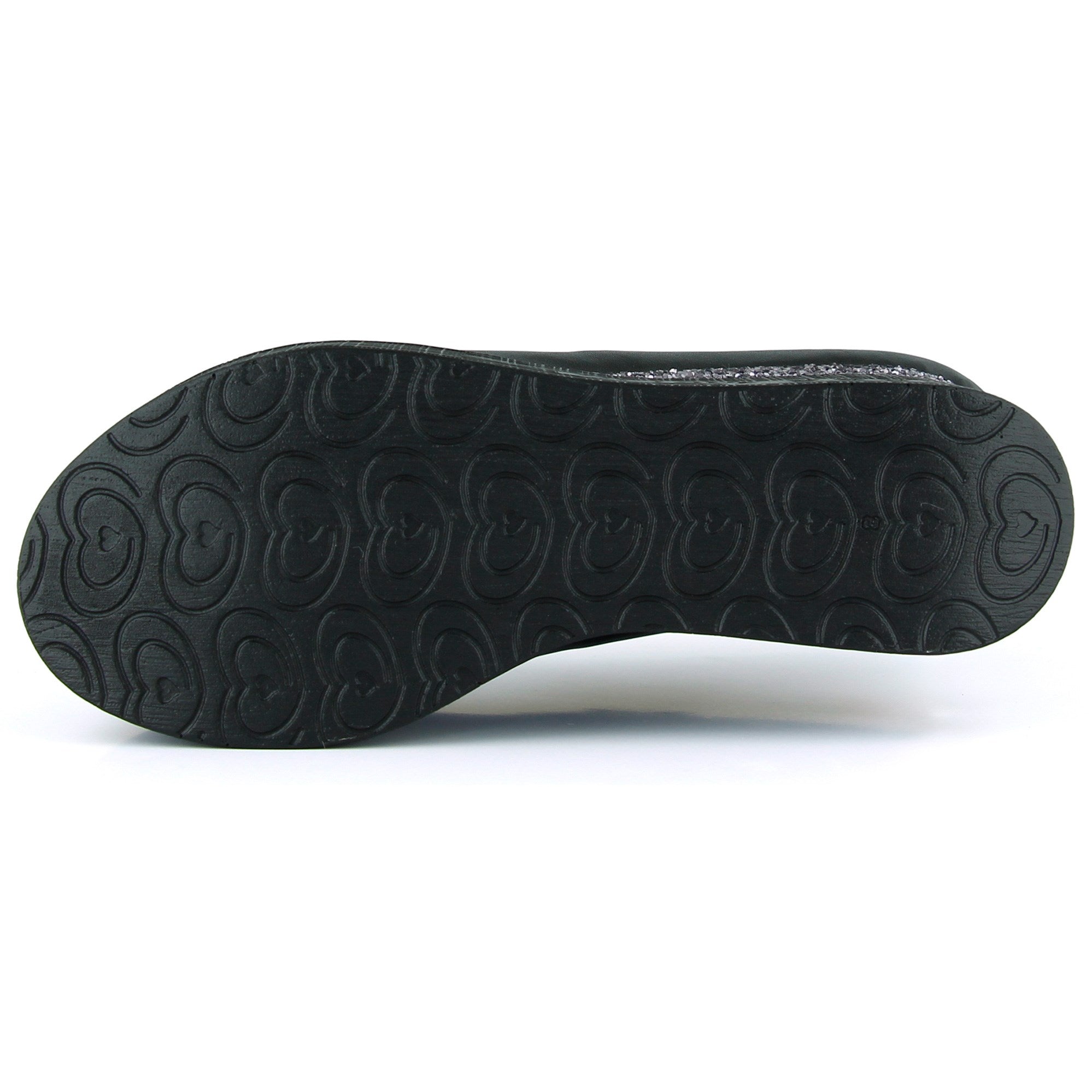 Lumi Siyah Vegan Yuvarlak Burun Taşlı Gizli Dolgu Topuklu Günlük Ayakkabı