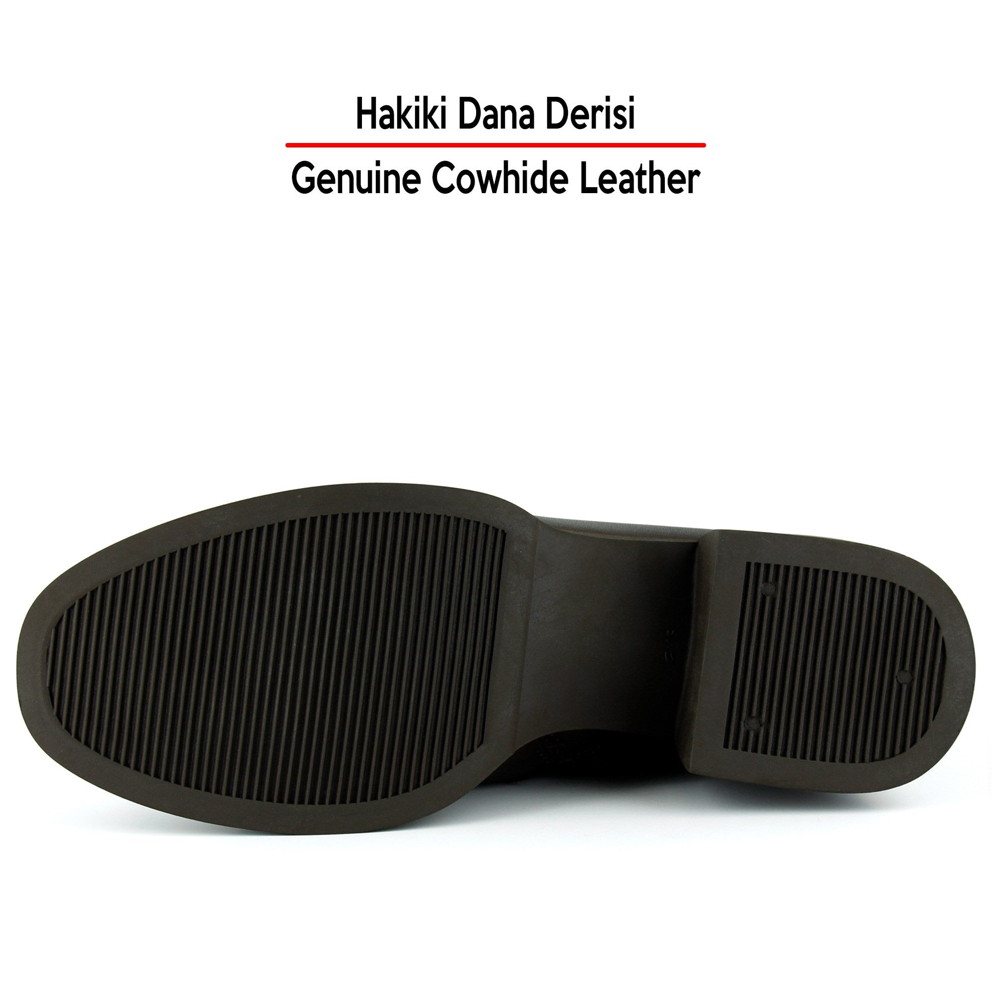 [MAX 523] Kahverengi Hakiki Dana Derisi Tokalı Fermuarlı Yuvarlak Burun Kalın Topuklu Günlük Bot