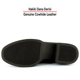 [MAX 523] Kahverengi Hakiki Dana Derisi Tokalı Fermuarlı Yuvarlak Burun Kalın Topuklu Günlük Bot