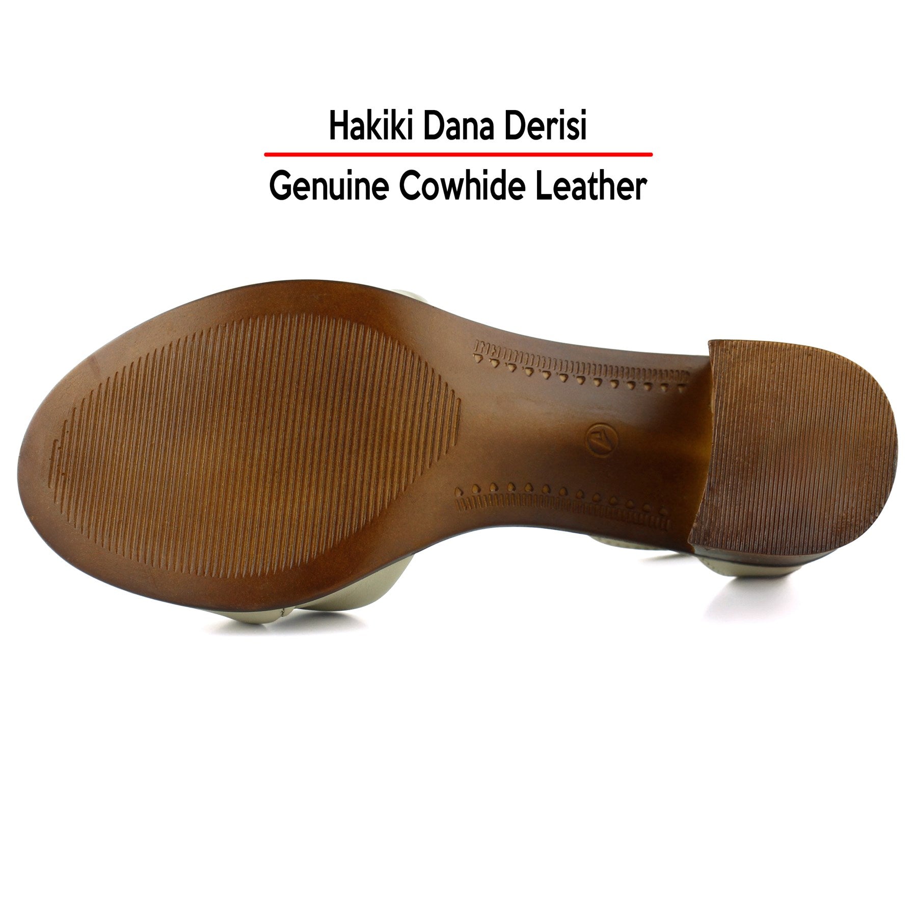 Mila Vizon Hakiki Dana Derisi Burma Model Kalın Topuklu Rahat Sandalet