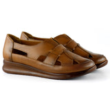 Aida Taba Hakiki Deri Kesik Detaylı Lastikli Slip-On Günlük Ayakkabı