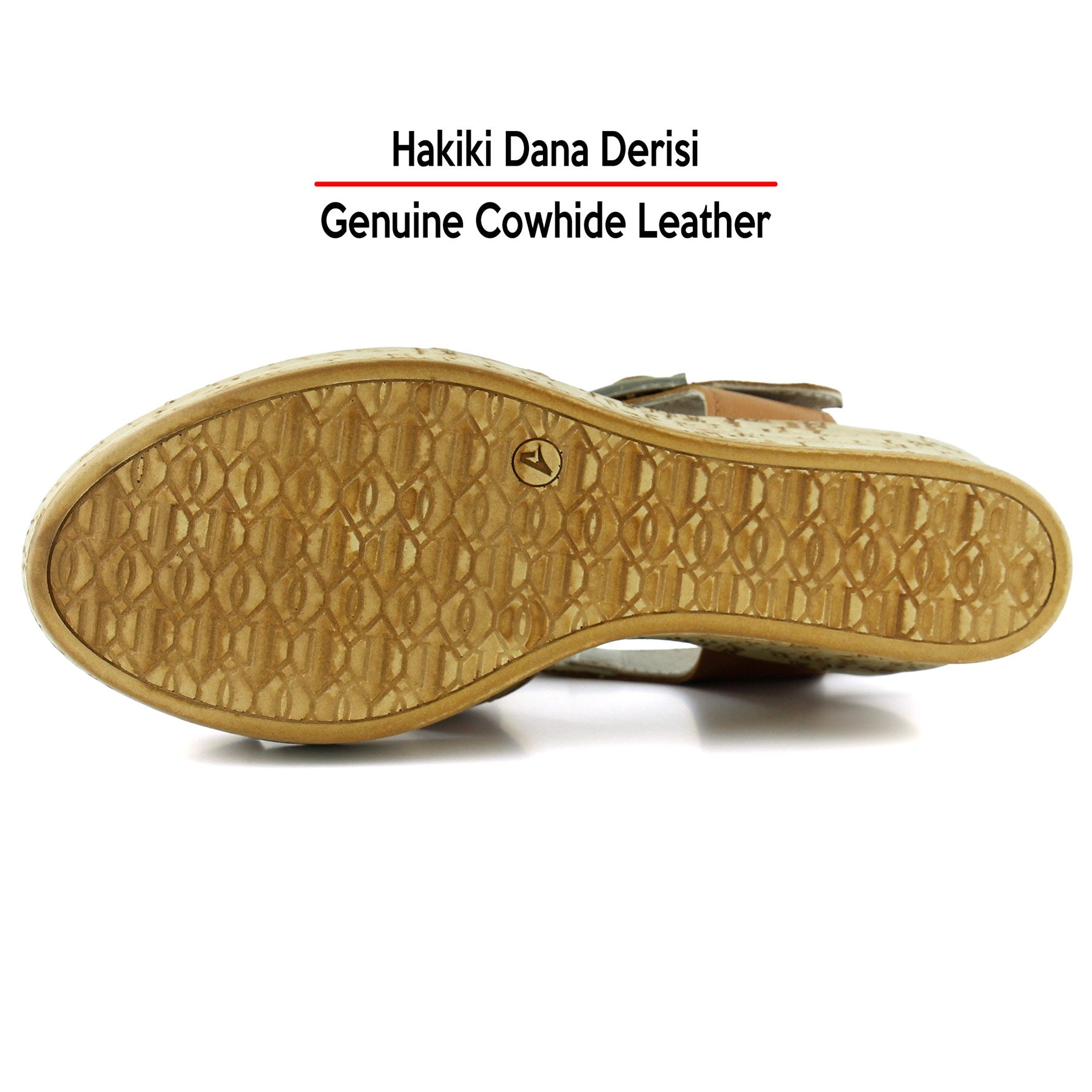 Xena Taba Hakiki Dana Derisi Mantar Taban Görünümlü Dolgu Topuklu Gladyatör Sandalet