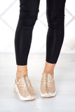 Cleopatra Bej Baklava Desenli Taşlı Sneaker