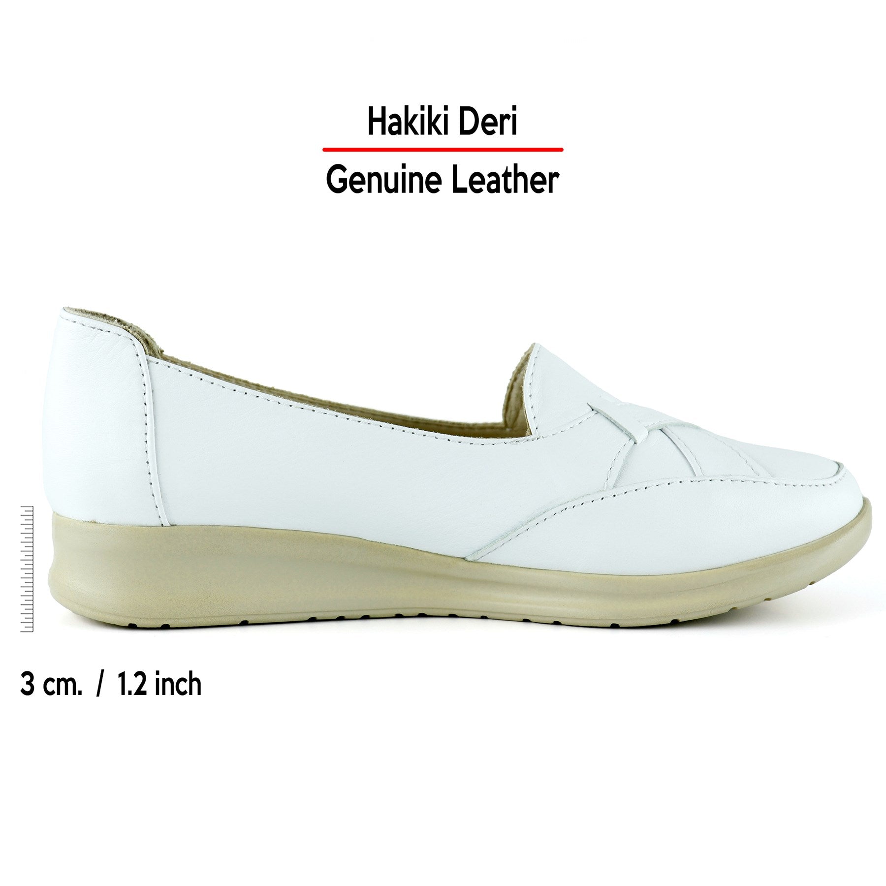 Mammina Beyaz Hakiki Deri Çapraz Bant Detaylı Slip-On Günlük Ayakkabı