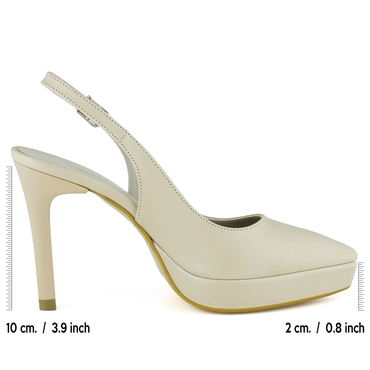Scarlett Slingback Ten Vegan Sivri Burun Arkası Açık İnce Platform Topuklu Ayakkabı