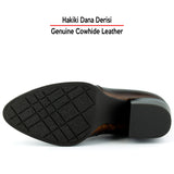 [MAX 440] Taba Hakiki Dana Derisi Tokalı Fermuarlı Sivri Burun Kalın Topuklu Günlük Bot
