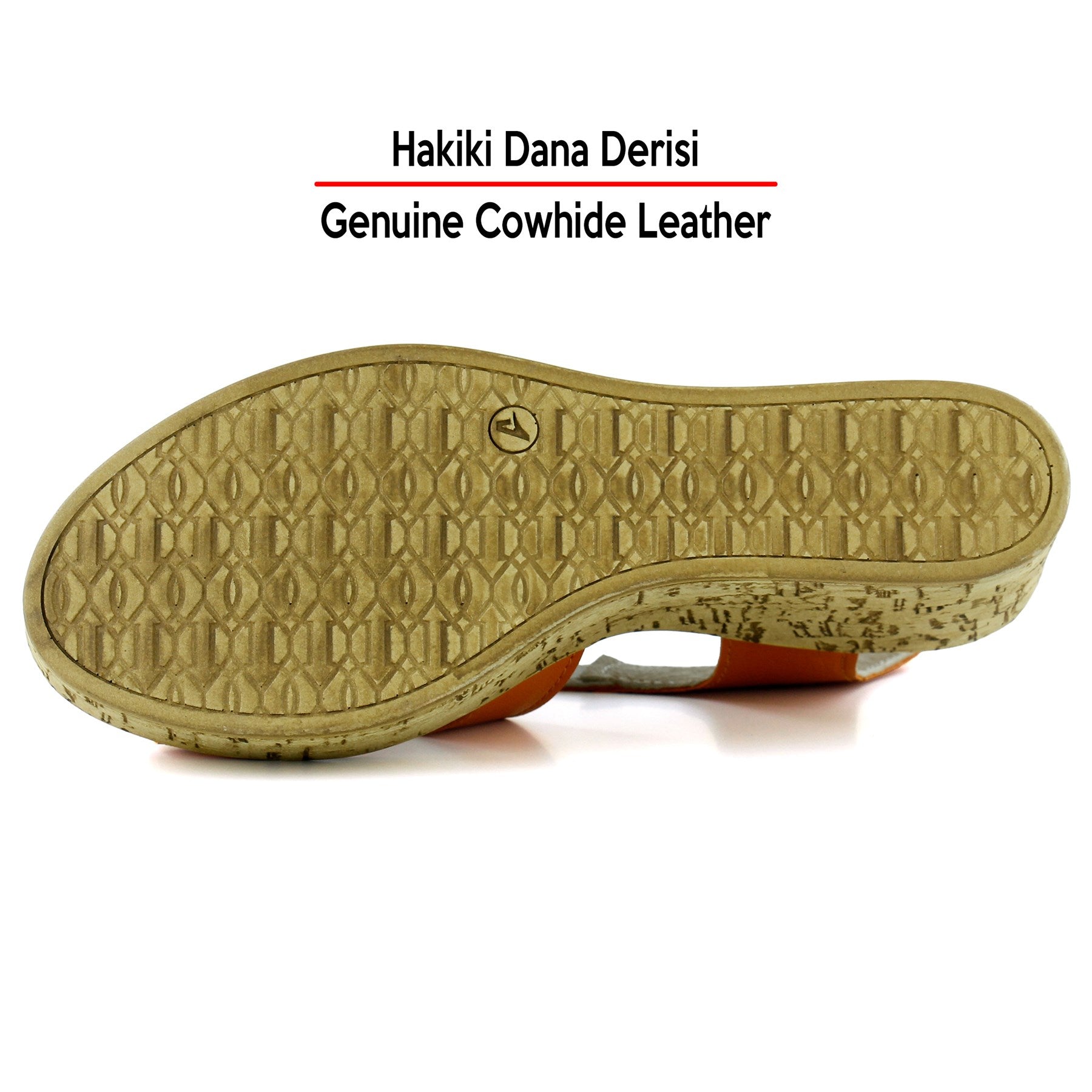 Xena Turuncu Hakiki Dana Derisi Mantar Taban Görünümlü Dolgu Topuklu Gladyatör Sandalet