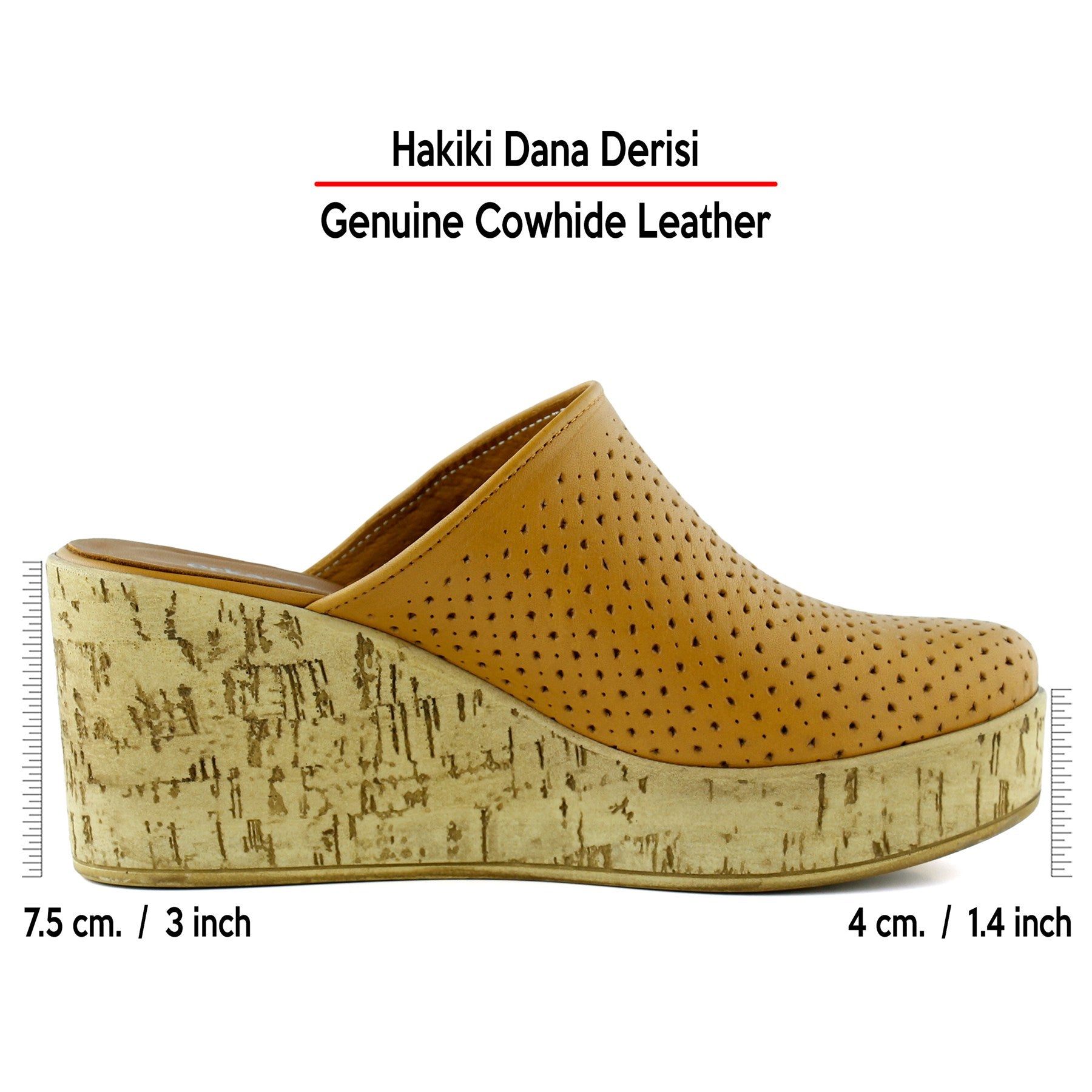 Aria Taba Hakiki Dana Derisi Önü Kapalı Mantar Taban Görünümlü Dolgu Topuklu Terlik