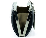 Siyah Saten Kristal Granül Taşlı Metal Saplı Abiye El Çantası ( ES0013AC )